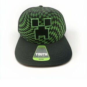 Minecraft Youth Green and Black Checkered Creeper Cap Hat